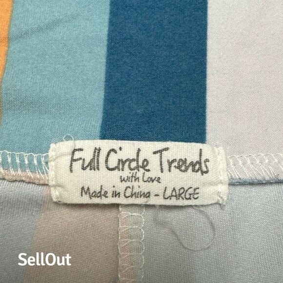 Full Circle Trends Women's Striped Outfit Size L Off-Shoulder High-Waist Set - Picture 4 of 9